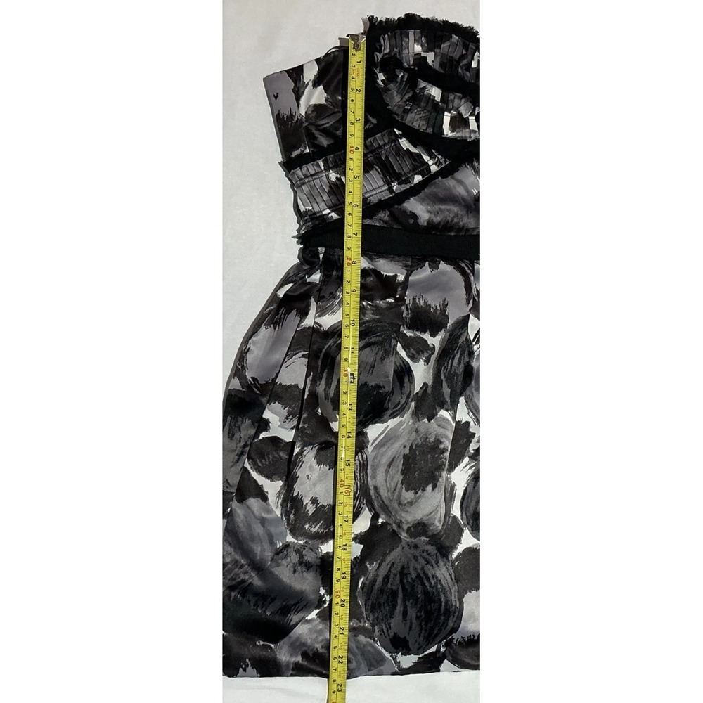 BCBG Maxazaria Designer Dress Womens 4 Black Strapless Rosette Pattern Strapless - Picture 7 of 7
